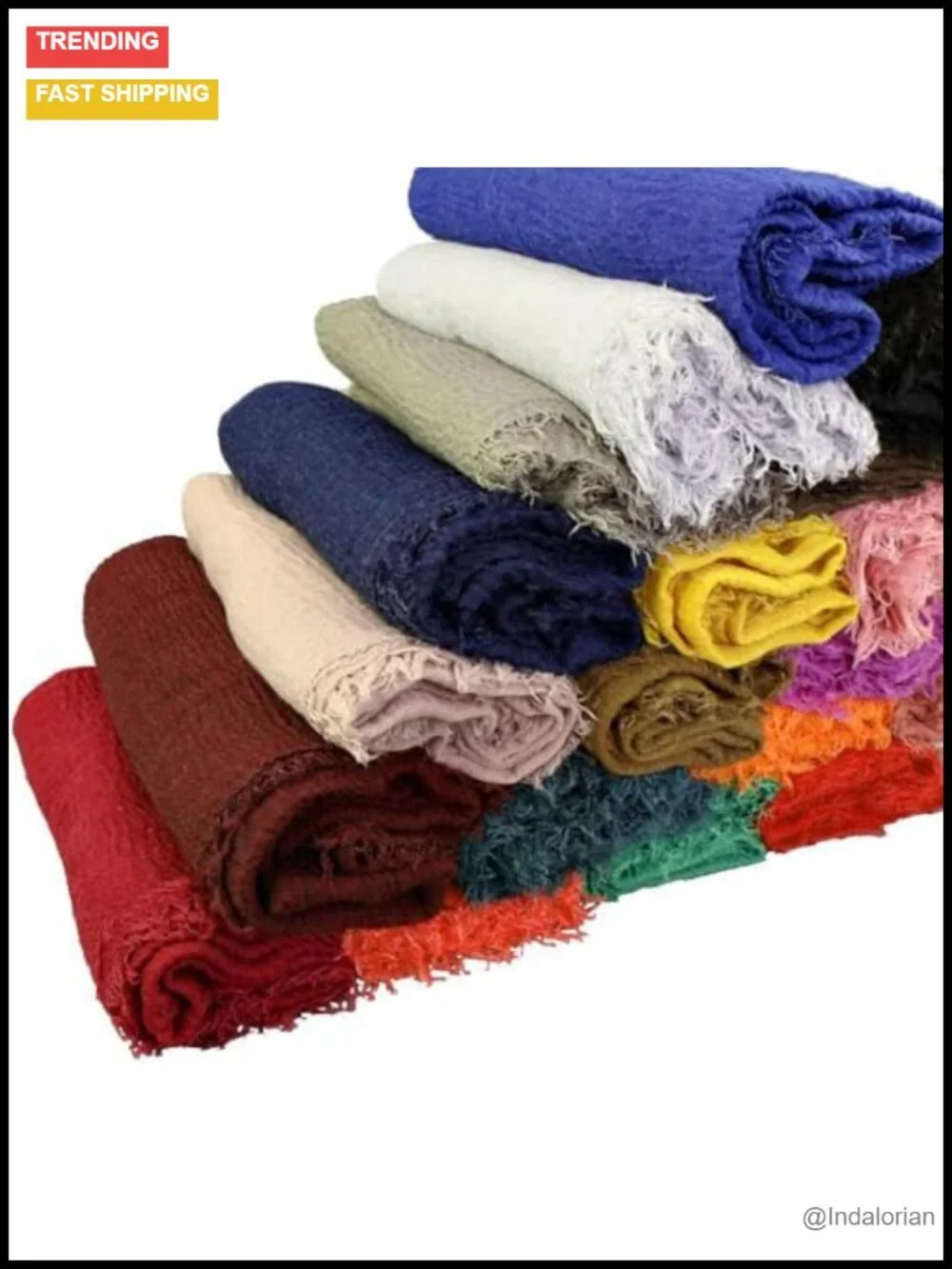 Summer Cotton Blend Crinkle Lightweight Soft Scarf Shawl Wrap 65x30